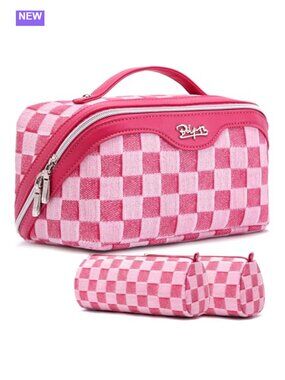 3-Piece Vegan Leather Makeup Bag Set Travel Cosmetic Bags with Detachable